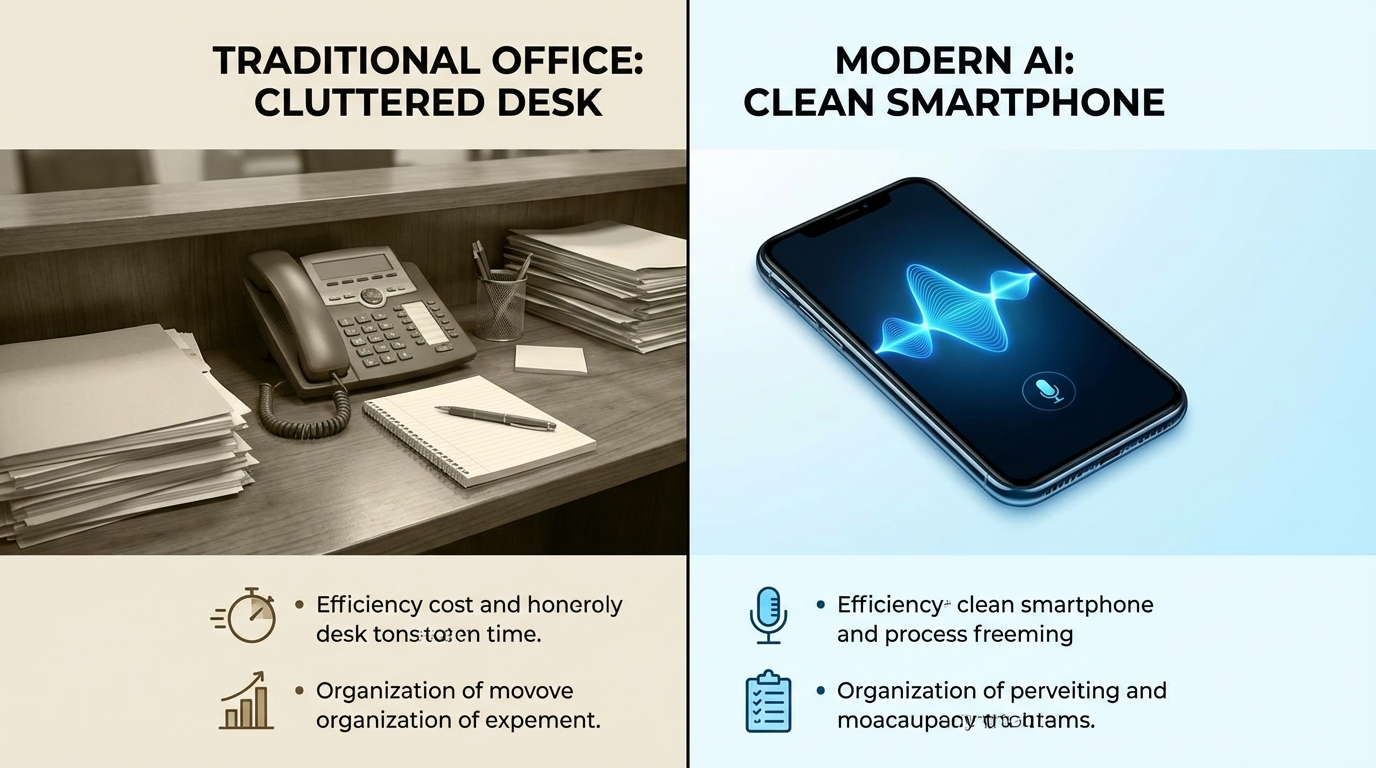 Comparison of traditional receptionist vs modern AI answering